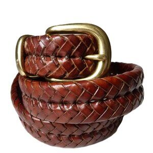 Coach tan leather braided belt 34